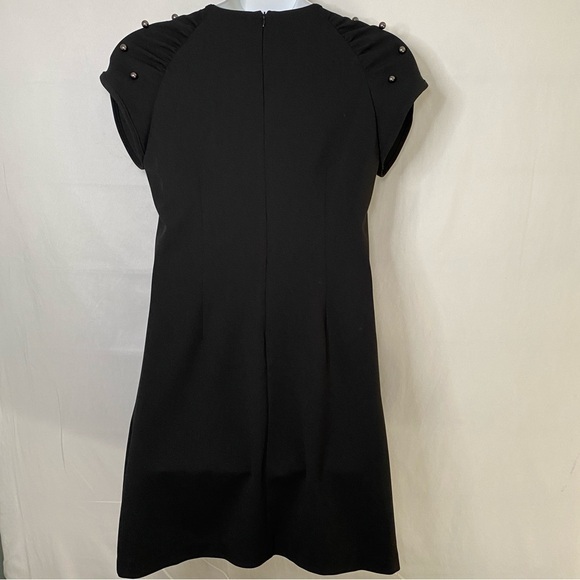 Betsey Johnson Black Crepe Dress w/ Pearl Shoulder‎ Detail Size 8 Cocktail Party - Picture 5 of 10